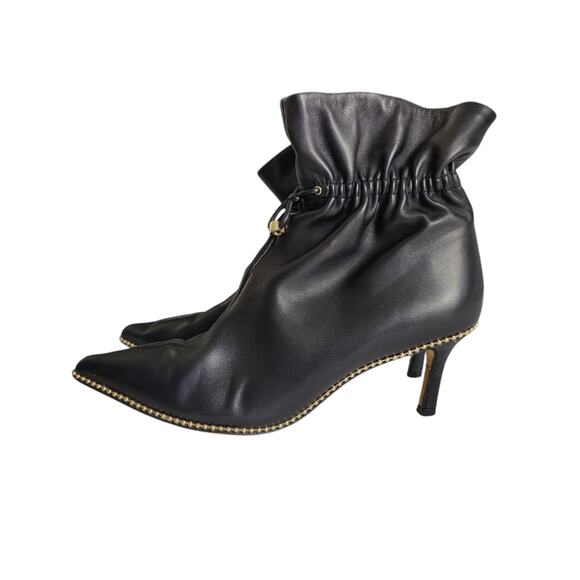 Coach Women's Sz 8 Wynie Bootie Cinched Black Leather Pointy Toe Stiletto Heel - Picture 2 of 10